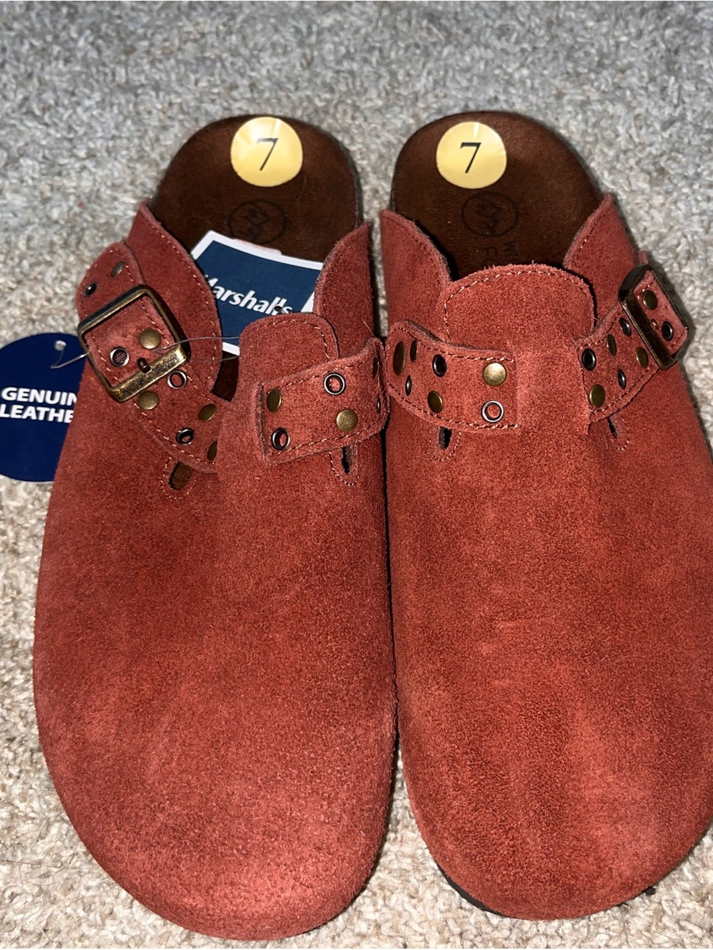 White Mountain Suede Slip-On Mules in Rustic Red